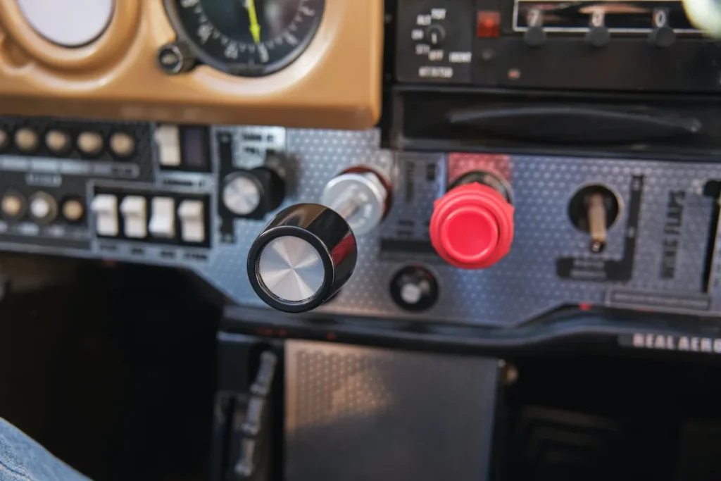 dashboard in cockpit of small civil utility aircraft