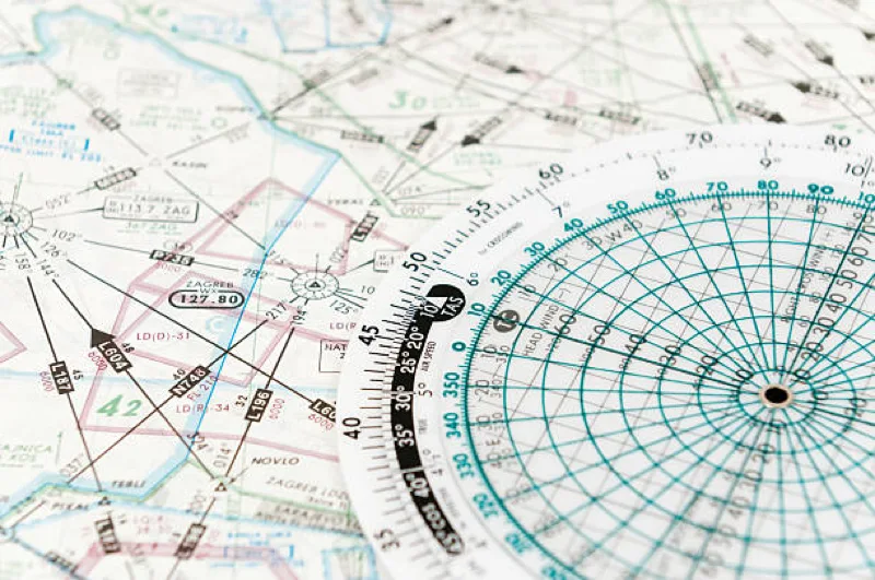 chart and map for cross country flight planning
