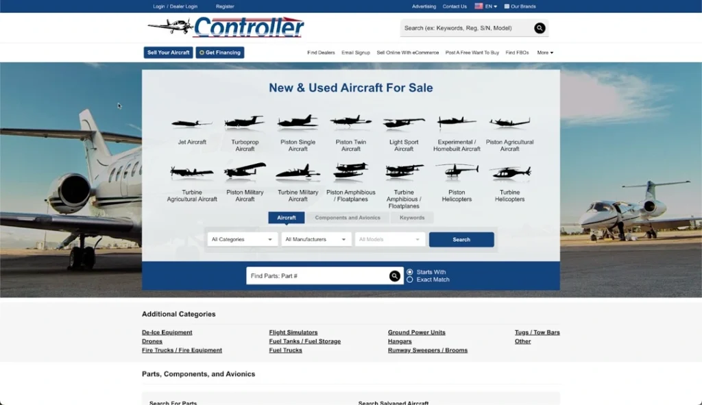 aero trader website buy used aircraft